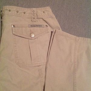 Harley Davidson khaki studded jeans.